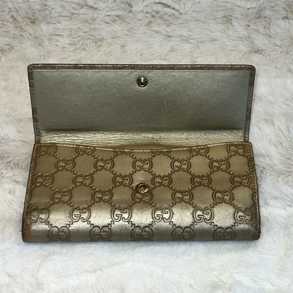🤎Gucci Long Wallet Embossed Guccissima Monogram Gold Heart GG Logo - Picture 3 of 17